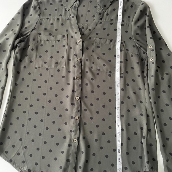 Express Olive & Black Polka Dot Blouse - Picture 7 of 8